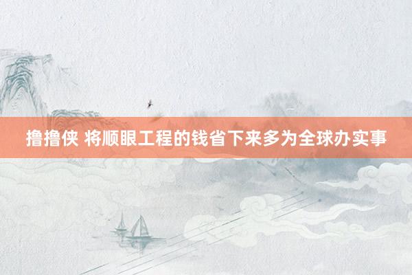 撸撸侠 将顺眼工程的钱省下来多为全球办实事