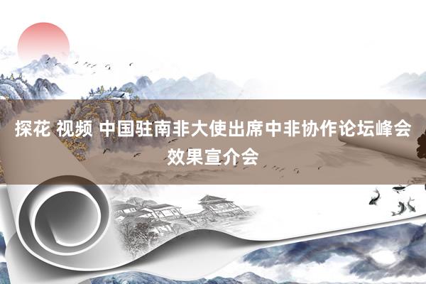 探花 视频 中国驻南非大使出席中非协作论坛峰会效果宣介会