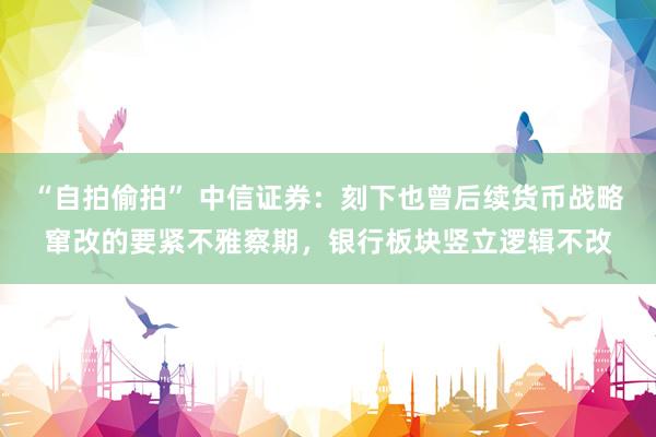 “自拍偷拍” 中信证券：刻下也曾后续货币战略窜改的要紧不雅察期，银行板块竖立逻辑不改