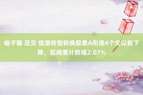 柚子猫 足交 信澳转型转换股票A衔接4个交以前下降，区间累计跌幅2.07%