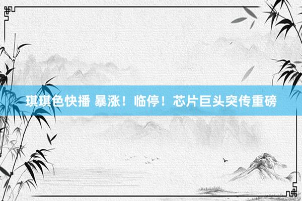 琪琪色快播 暴涨！临停！芯片巨头突传重磅