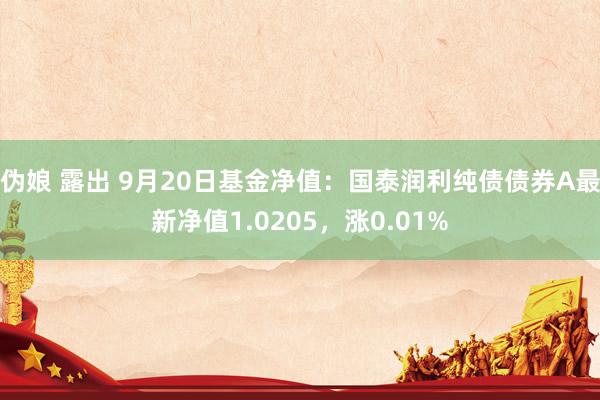 伪娘 露出 9月20日基金净值：国泰润利纯债债券A最新净值1.0205，涨0.01%