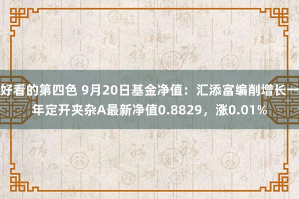好看的第四色 9月20日基金净值：汇添富编削增长一年定开夹杂A最新净值0.8829，涨0.01%