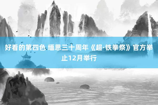好看的第四色 缅思三十周年《超·铁拳祭》官方举止12月举行