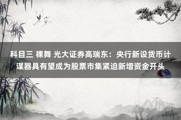 科目三 裸舞 光大证券高瑞东：央行新设货币计谋器具有望成为股票市集紧迫新增资金开头