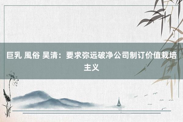 巨乳 風俗 吴清：要求弥远破净公司制订价值栽培主义