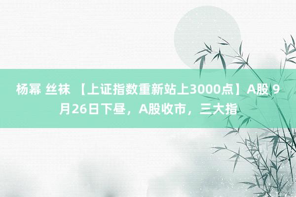 杨幂 丝袜 【上证指数重新站上3000点】A股 9月26日下昼，A股收市，三大指