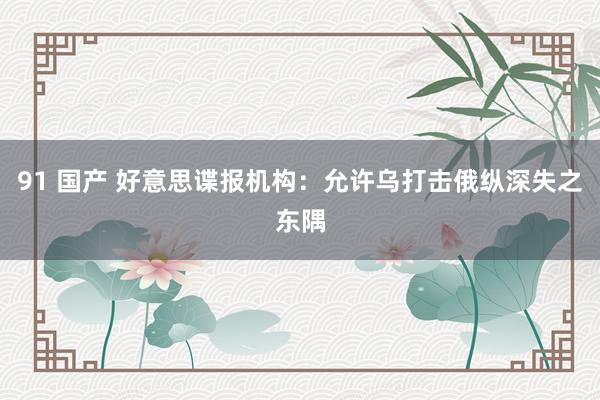 91 国产 好意思谍报机构：允许乌打击俄纵深失之东隅