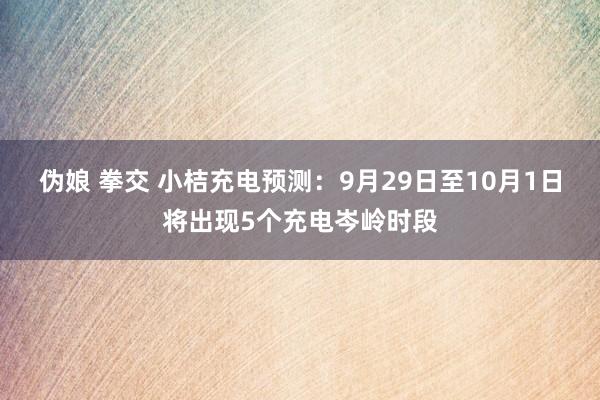 伪娘 拳交 小桔充电预测：9月29日至10月1日将出现5个充电岑岭时段