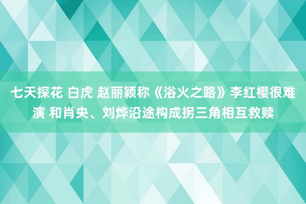 七天探花 白虎 赵丽颖称《浴火之路》李红樱很难演 和肖央、刘烨沿途构成拐三角相互救赎