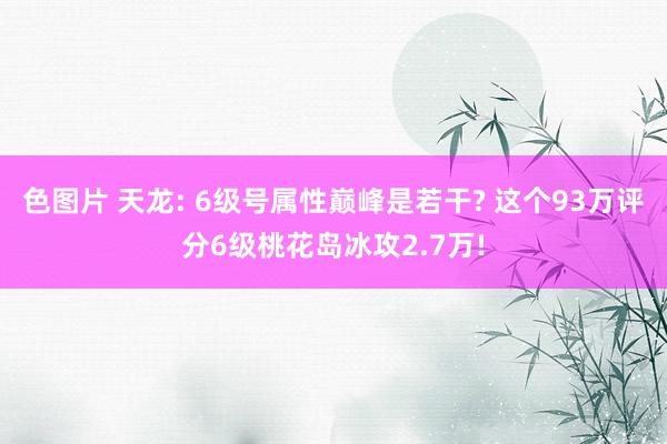 色图片 天龙: 6级号属性巅峰是若干? 这个93万评分6级桃花岛冰攻2.7万!