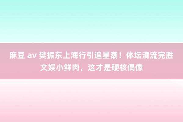麻豆 av 樊振东上海行引追星潮！体坛清流完胜文娱小鲜肉，这才是硬核偶像
