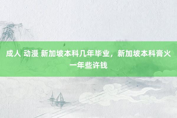 成人 动漫 新加坡本科几年毕业，新加坡本科膏火一年些许钱