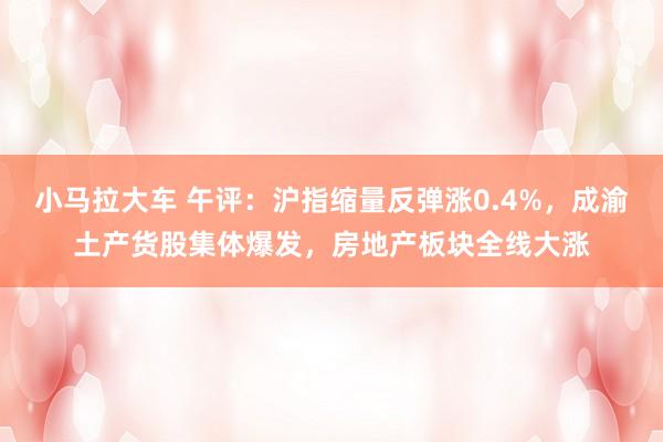 小马拉大车 午评：沪指缩量反弹涨0.4%，成渝土产货股集体爆发，房地产板块全线大涨