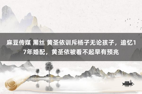 麻豆传媒 黑丝 黄圣依训斥杨子无论孩子，追忆17年婚配，黄圣依被看不起早有预兆