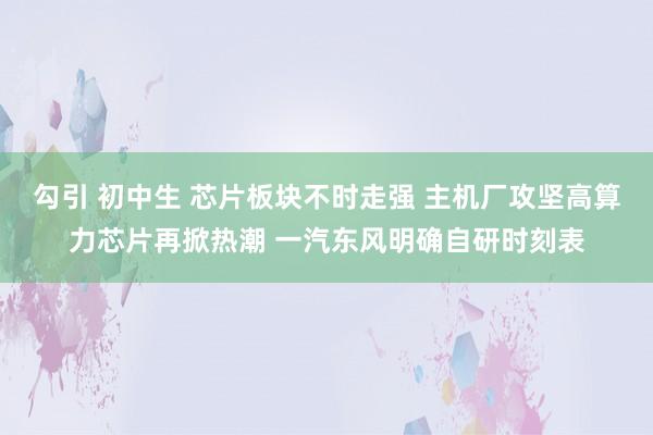勾引 初中生 芯片板块不时走强 主机厂攻坚高算力芯片再掀热潮 一汽东风明确自研时刻表