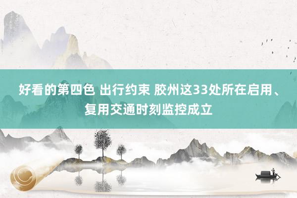 好看的第四色 出行约束 胶州这33处所在启用、复用交通时刻监控成立