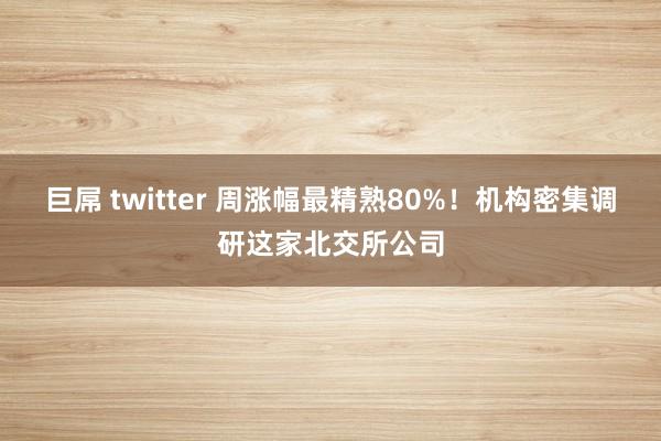 巨屌 twitter 周涨幅最精熟80%！机构密集调研这家北交所公司