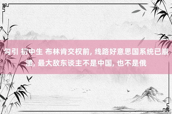 勾引 初中生 布林肯交权前， 线路好意思国系统已崩溃， 最大敌东谈主不是中国， 也不是俄