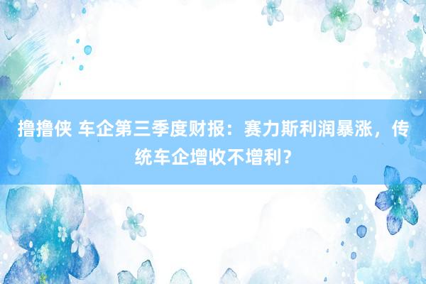 撸撸侠 车企第三季度财报：赛力斯利润暴涨，传统车企增收不增利？