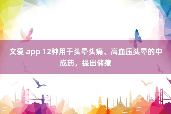 文爱 app 12种用于头晕头痛、高血压头晕的中成药，提出储藏