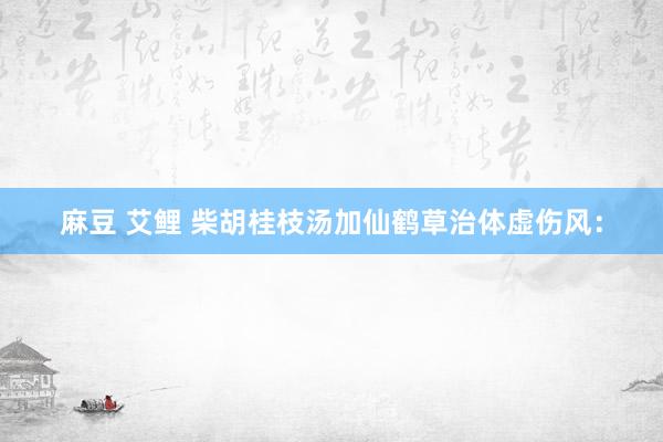 麻豆 艾鲤 柴胡桂枝汤加仙鹤草治体虚伤风：