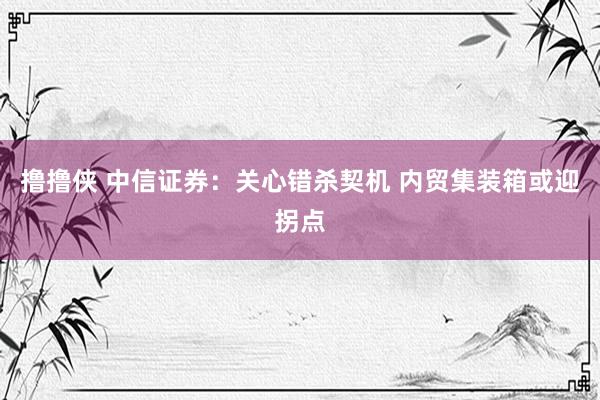 撸撸侠 中信证券：关心错杀契机 内贸集装箱或迎拐点