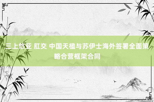 三上悠亚 肛交 中国天楹与苏伊士海外签署全面策略合营框架合同