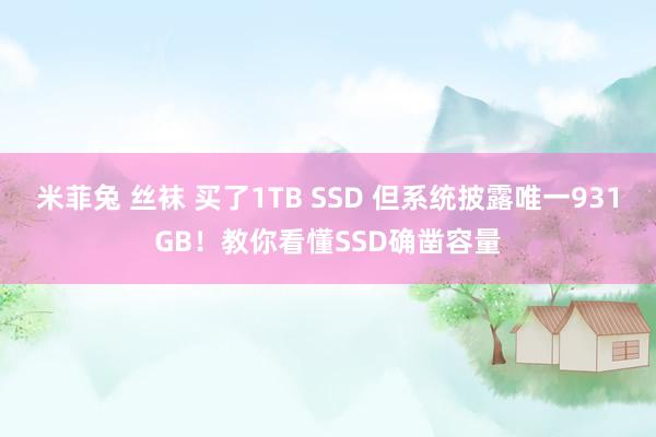 米菲兔 丝袜 买了1TB SSD 但系统披露唯一931GB！教你看懂SSD确凿容量