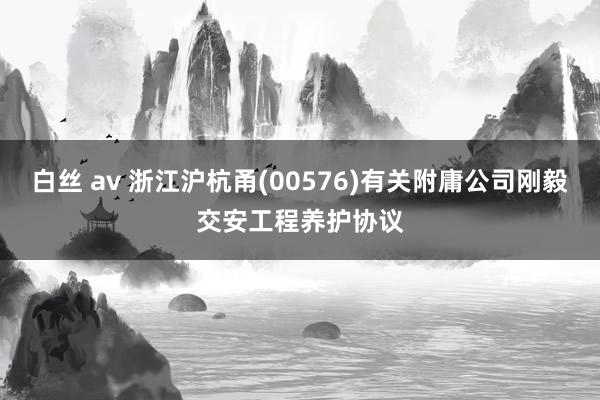 白丝 av 浙江沪杭甬(00576)有关附庸公司刚毅交安工程养护协议