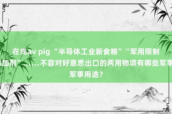 在线av pig “半导体工业新食粮”“军用限制全能添加剂”……不容对好意思出口的两用物项有哪些军事用途？