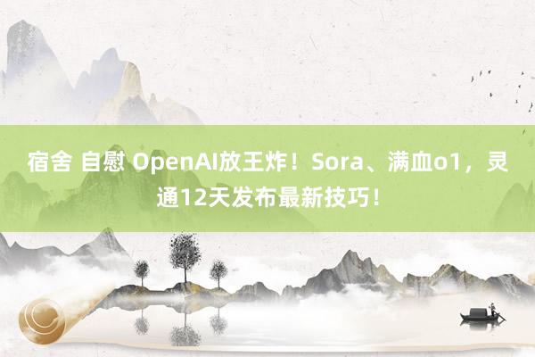 宿舍 自慰 OpenAI放王炸！Sora、满血o1，灵通12天发布最新技巧！