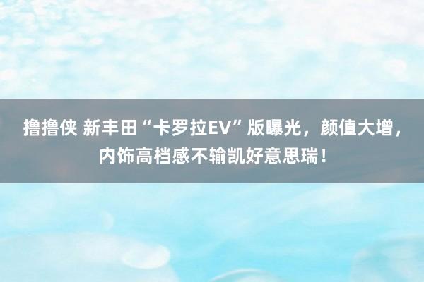 撸撸侠 新丰田“卡罗拉EV”版曝光，颜值大增，内饰高档感不输凯好意思瑞！