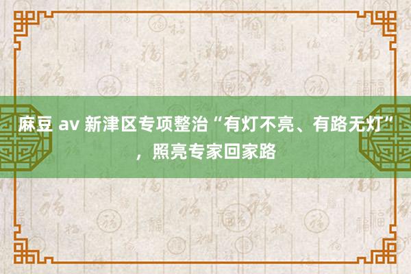 麻豆 av 新津区专项整治“有灯不亮、有路无灯”，照亮专家回家路