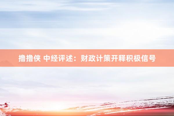 撸撸侠 中经评述：财政计策开释积极信号