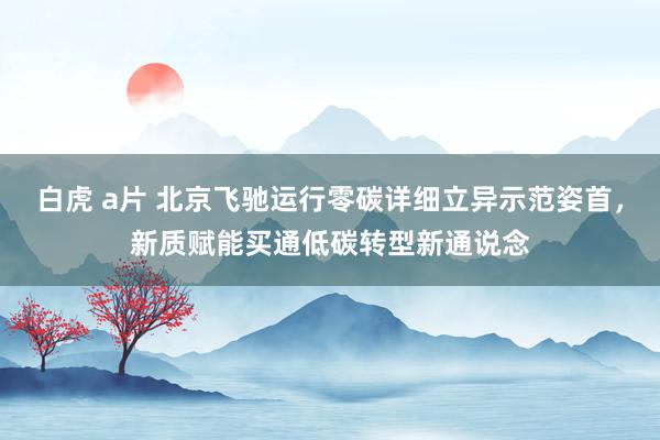白虎 a片 北京飞驰运行零碳详细立异示范姿首，新质赋能买通低碳转型新通说念