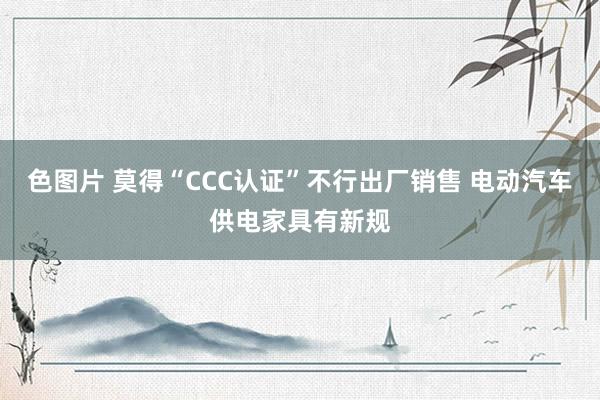 色图片 莫得“CCC认证”不行出厂销售 电动汽车供电家具有新规