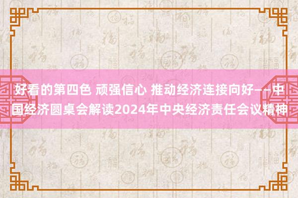 好看的第四色 顽强信心 推动经济连接向好——中国经济圆桌会解读2024年中央经济责任会议精神