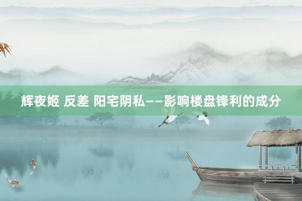 辉夜姬 反差 阳宅阴私——影响楼盘锋利的成分