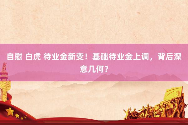 自慰 白虎 待业金新变！基础待业金上调，背后深意几何？