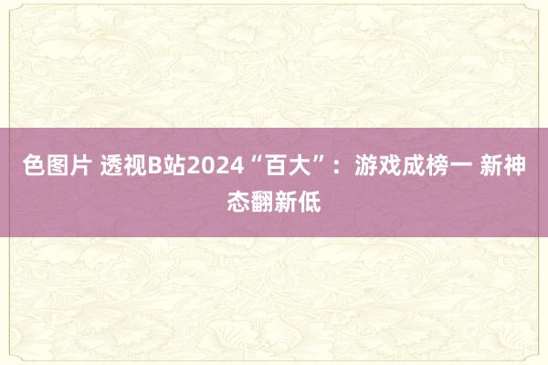 色图片 透视B站2024“百大”：游戏成榜一 新神态翻新低