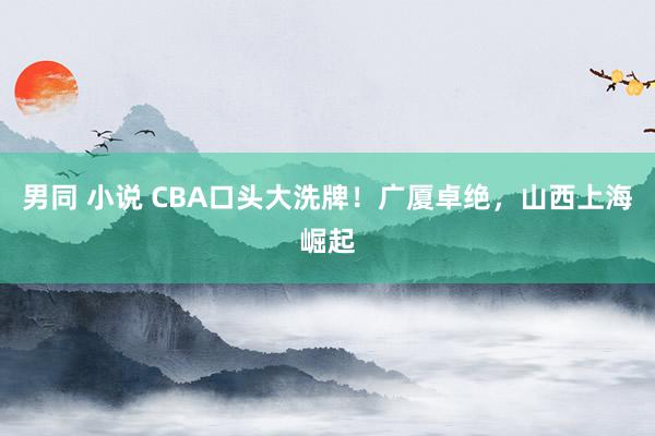 男同 小说 CBA口头大洗牌！广厦卓绝，山西上海崛起