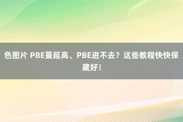 色图片 PBE蔓延高、PBE进不去？这些教程快快保藏好！