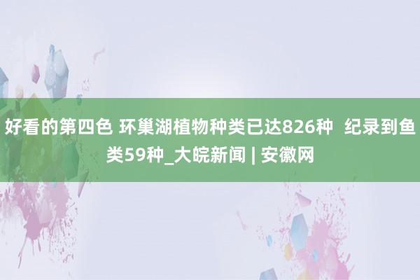 好看的第四色 环巢湖植物种类已达826种  纪录到鱼类59种_大皖新闻 | 安徽网
