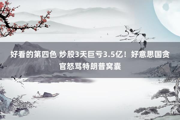 好看的第四色 炒股3天巨亏3.5亿！好意思国贪官怒骂特朗普窝囊